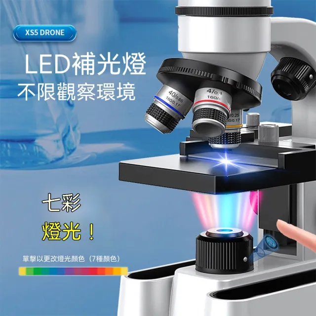 嶼川 顯微鏡 生物顯微鏡 學生顯微鏡 高倍顯微鏡 40*1600倍可調放大 LED護眼補光 雙目觀測