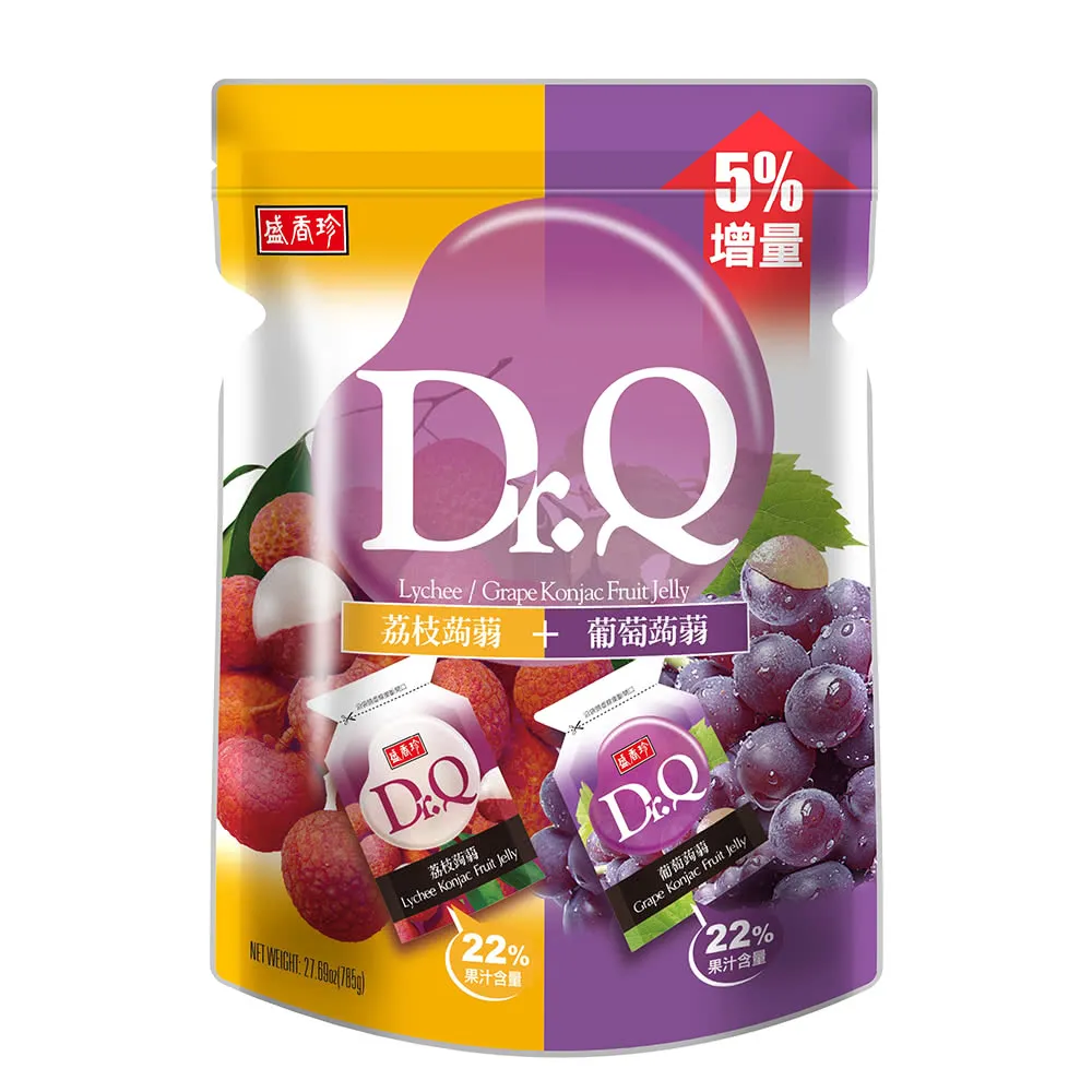 【盛香珍】Dr.Q雙味蒟蒻果凍785gX4包入(葡萄+荔枝-每包約42入)中元普渡/拜拜/澎派