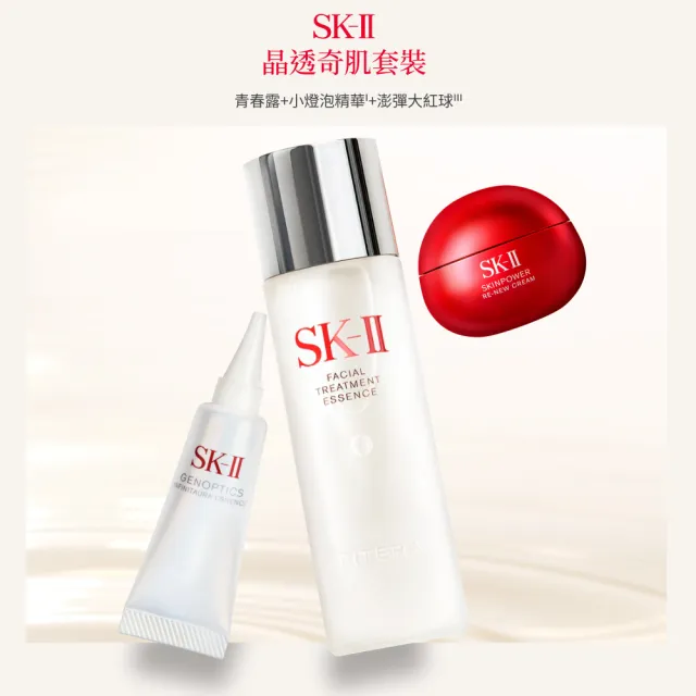 【SK-II】官方直營 PITERA™新客組入門晶透奇肌套裝(青春露75ml+小燈泡精華10ml+活膚霜15g/超品日)