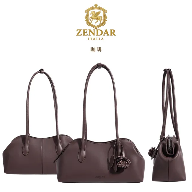 【ZENDAR】直播限定 限量1折 頂級小牛皮法掍包肩背包 Charm系列 全新專櫃展示品(4色選)