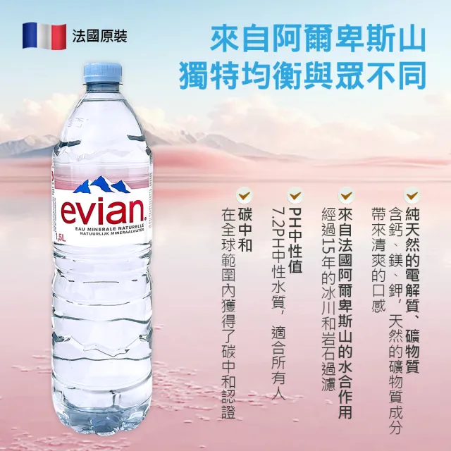 【Evian 依雲】天然礦泉水1500mlx12入/箱