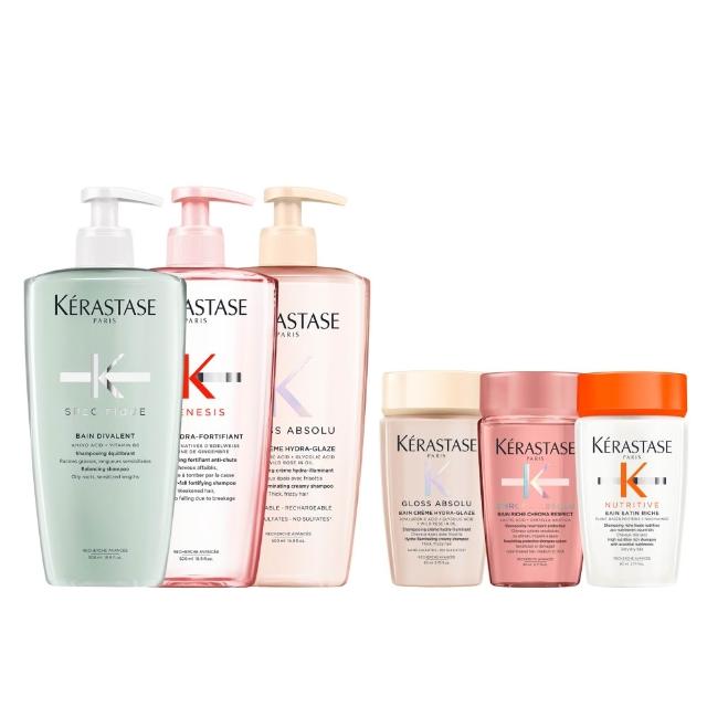 【KERASTASE 巴黎卡詩】500ml大容量髮浴/洗髮精(多款任選/控油/護色/去屑/豐盈/養髮)