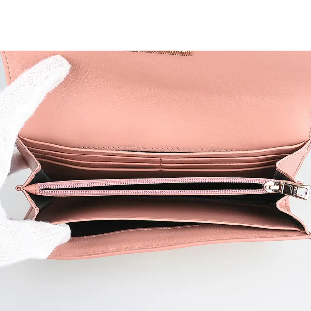 【FURLA 芙拉】FURLA 1927 金字LOGO荔枝紋設計防刮牛皮10卡旋扣式長夾(紅梅粉)