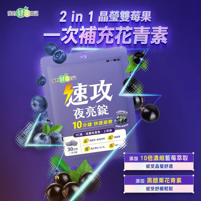 【我的健康日記】速攻夜亮錠(黑醋栗&藍莓配方)30日份(4入組)