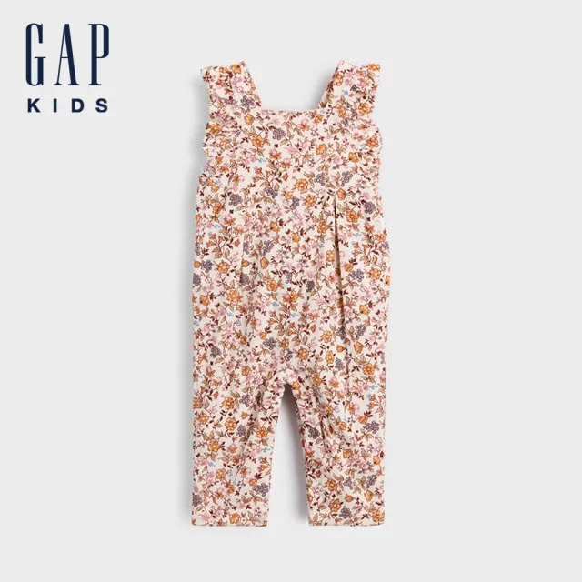 【GAP】嬰兒花卉燈芯絨吊帶褲-小花圖案(913695)