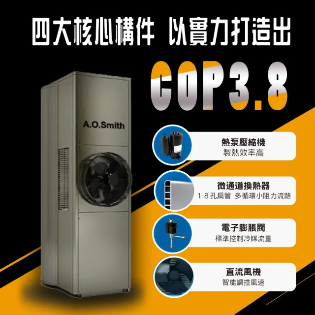 【A.O.Smith】AO史密斯 120加侖 超節能熱泵熱水器(CAHP-1.5DT-120 豪宅專用 室內室外皆可安裝)