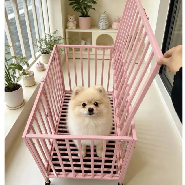 【TSUKUMI 津久見】摺疊狗籠 62*50*56cm（適用於迷你犬）帶輪可移動狗籠子 室外室內寵物籠 全方管加粗