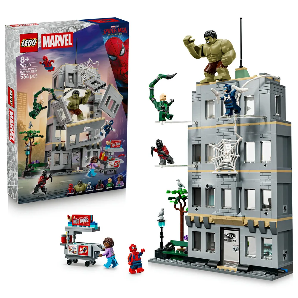 【LEGO 樂高】漫威超級英雄系列 76350 蜘蛛人和綠巨人浩克的精采激戰(創意力遊戲 漫威 禮物 玩具)