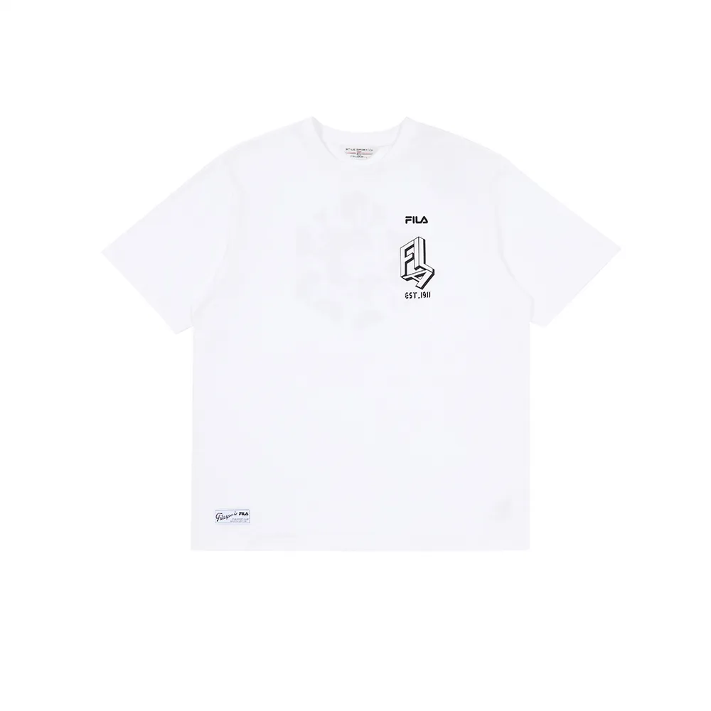 【FILA】中性短袖圓領T恤-白色 1TEA-1452-WT