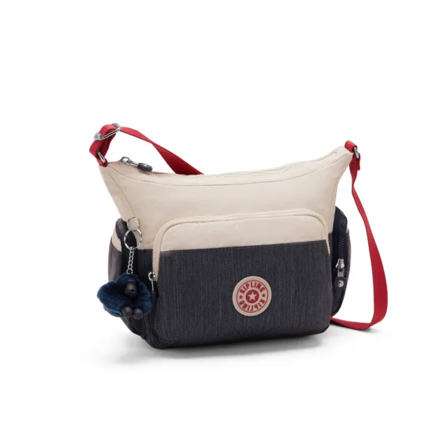 【KIPLING】『牛角包』牛仔拼接輕巧多袋實用側背包-GABB S 女包