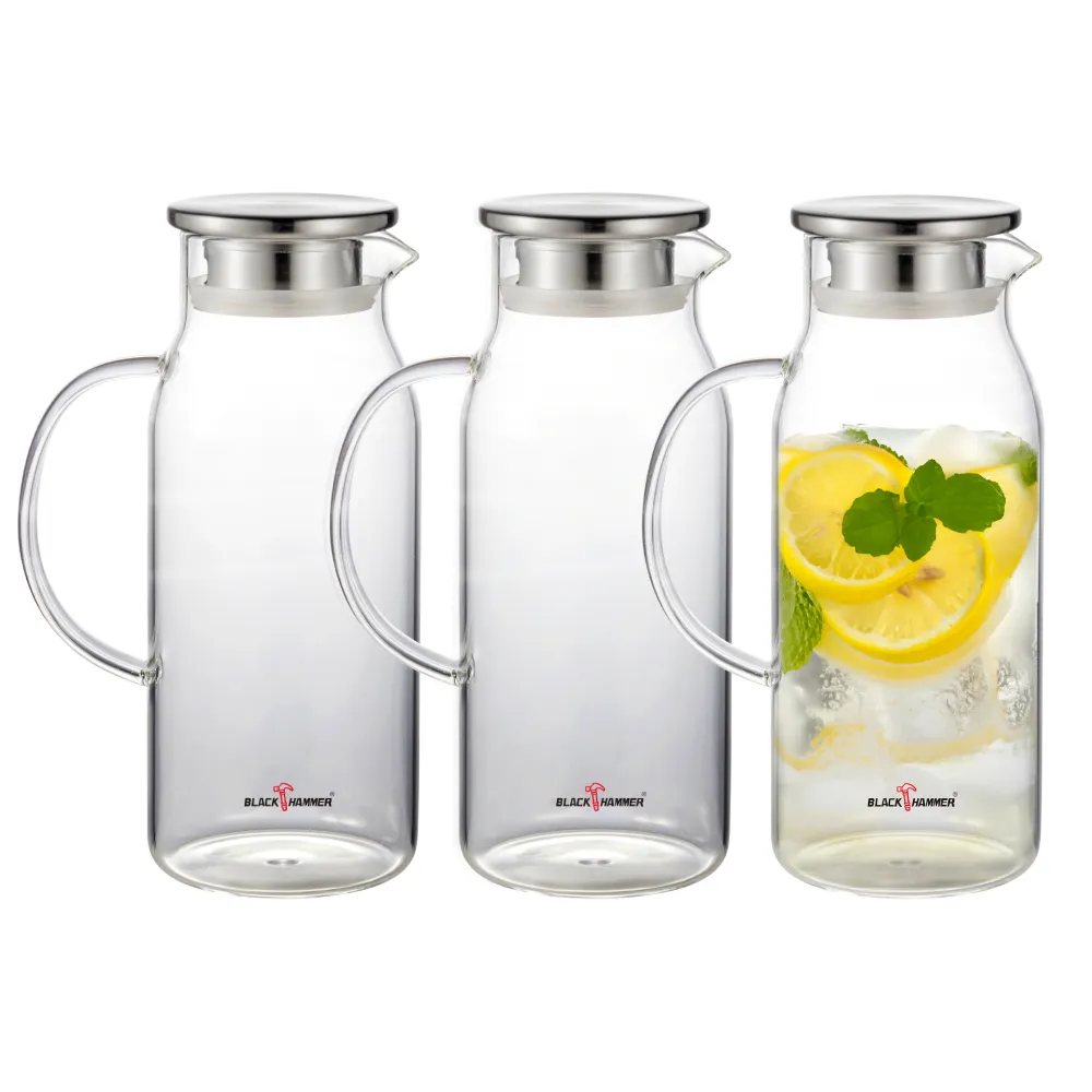 【BLACK HAMMER】沁涼 耐熱玻璃水壺  兩款任選三入組(1750/1800ml)