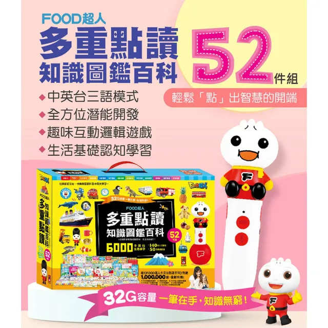 【風車圖書】知識圖鑑百科52件組(FOOD超人多重點讀) 教具