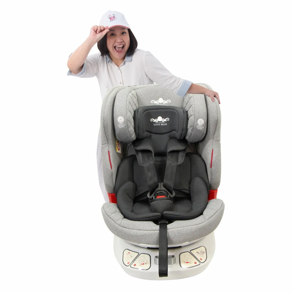 【tonybear】0-12歲 汽車安全座椅 / ISO FIX 360度座椅 / 透氣。銀離子布料(momo獨家-時尚灰)
