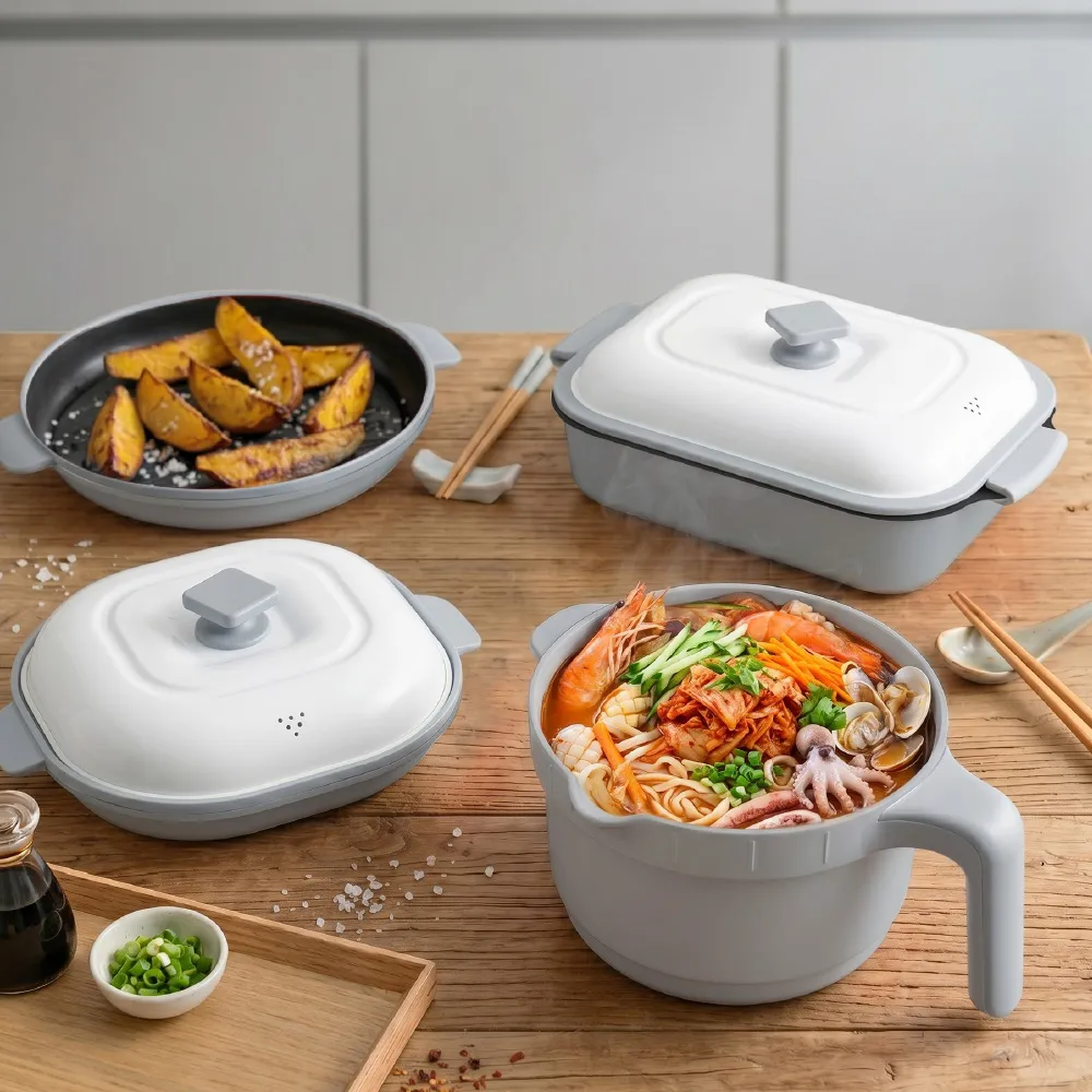 【ONE HOUSE】韓匠豪華4件微波專用快速料理鍋+湯杯型鍋/2鍋2蓋（萬用微波盒 多功能炊具 微波爐專用）EC