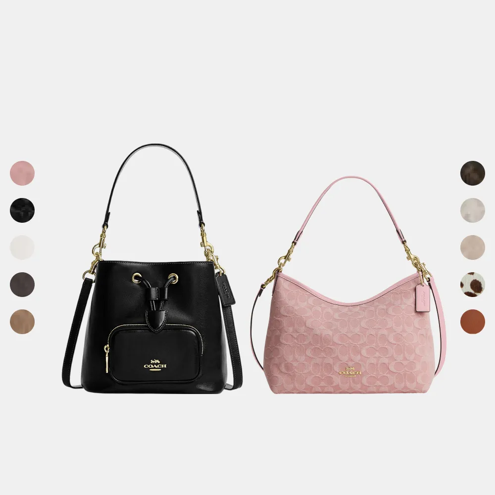 【COACH】蔻馳官方直營 LAUREL/ROWAN/ASHER 經典SIGNATURE/馬車圖案單肩包 水桶包 斜背包-多款任選