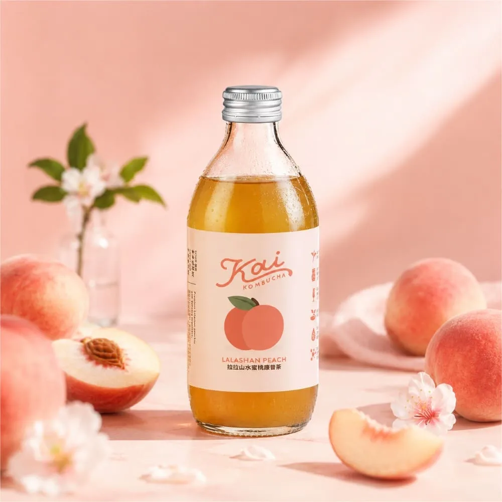 【Kai Kombucha】拉拉山水蜜桃 季節限定 6瓶入(330ml/瓶) 益生菌 氣泡飲 清爽果香