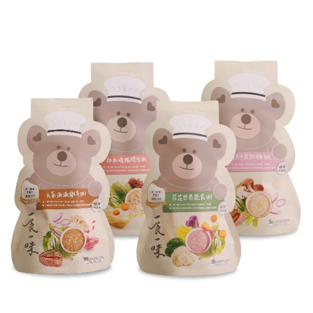 一食一味 鮮熬營養粥限定綜合組 120g x 4入/袋(6m+/寶寶粥/副食品/輕食粥/常溫粥/米粥/長濱米)