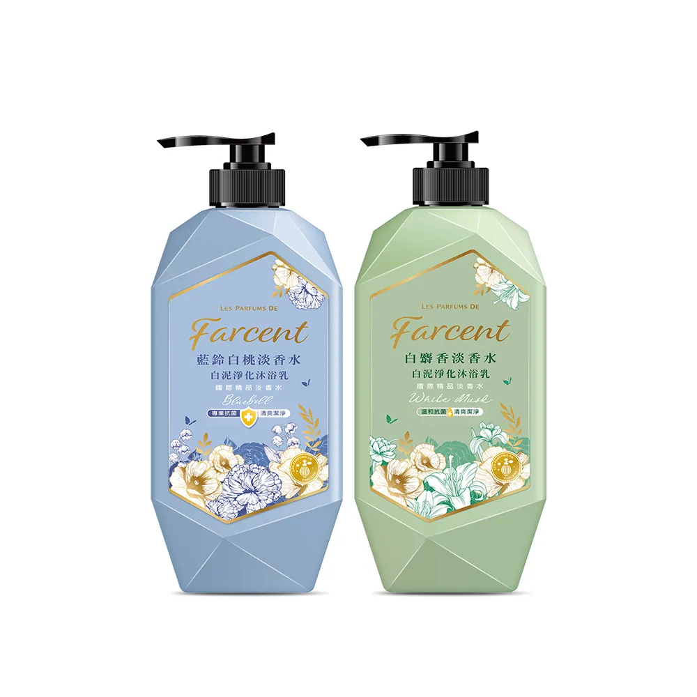 【Farcent 法頌】香水白泥淨化沐浴乳/沐浴露 1000g(白麝香/藍鈴白桃)