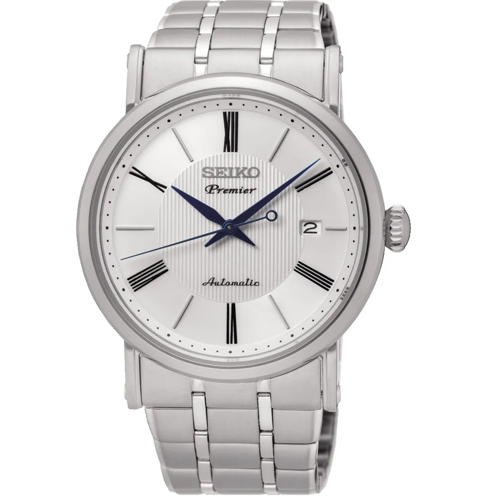 【SEIKO 精工】Premier 經典羅馬超薄機械錶-40mm 情人節 送禮(4R35-01C0S/SRPA17J1)