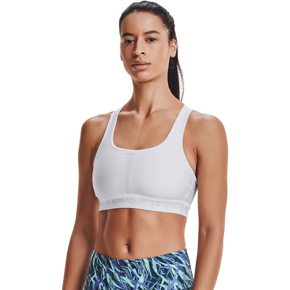 【UNDER ARMOUR】UA 女 Crossback 中衝擊運動內衣_1361034-100(白色)
