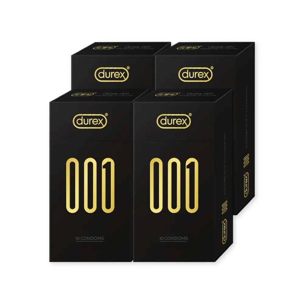 【Durex 杜蕾斯】001水性PU衛生套標準裝4盒(共40入 保險套/衛生套/避孕套/安全套/避孕/保險套推薦)