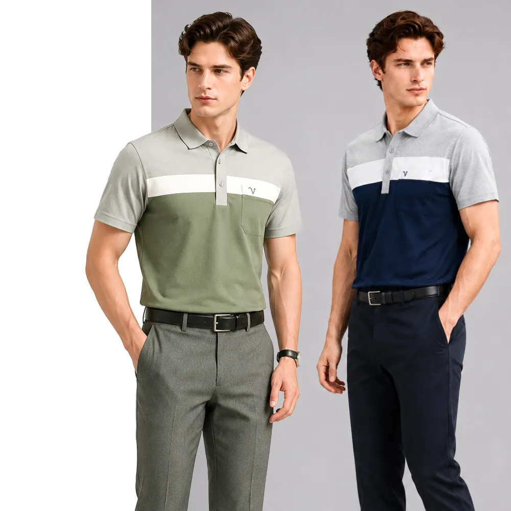 【Emilio Valentino 范倫鐵諾】男短袖POLO衫 棉感 吸濕排汗 抗菌 機能彈力 口袋 網眼 POLO衫 (兩款)