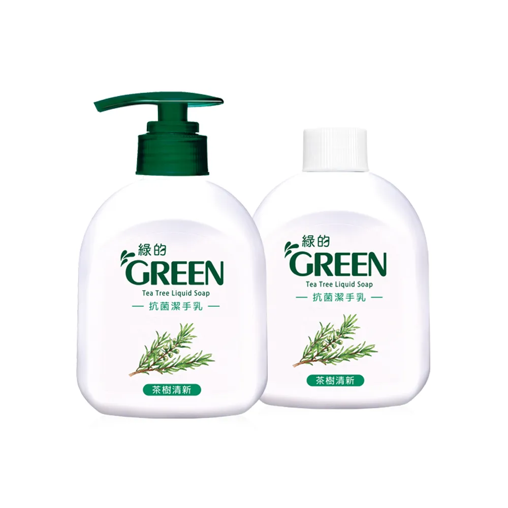 【Green 綠的】抗菌潔手乳220ml+220ml_茶樹清新(洗手乳)