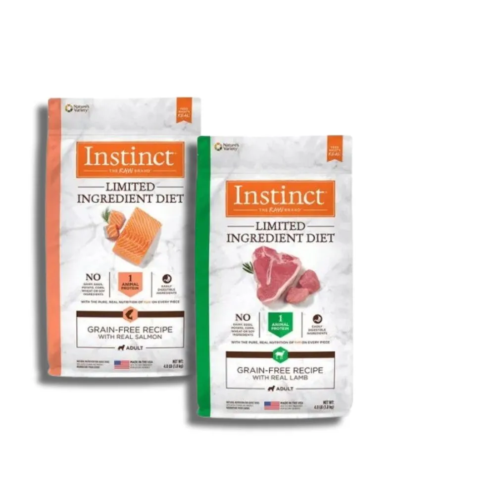 即期品【Instinct 原點】低敏成犬配方20lb 任選 鮭魚/羊肉 (WDJ 狗飼料 無穀飼料 肉含量高)
