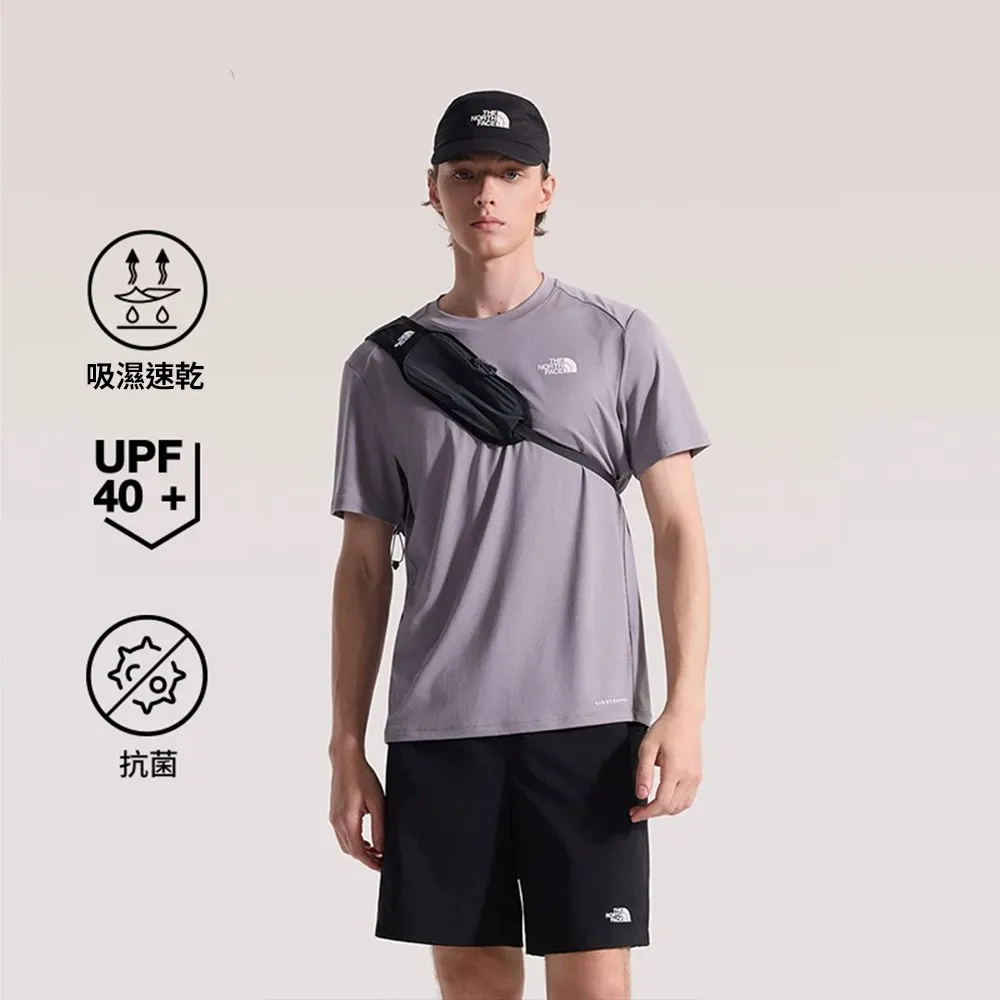 【The North Face】北面男款灰色LIGHTRANGE速乾防曬短袖T恤｜83TOG7O