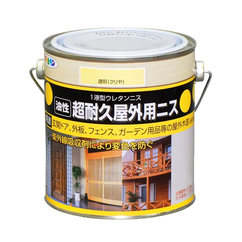 【日本Asahipen】油性超耐久室外防變色防腐清漆 1.8L(護木漆 噴漆 油漆 透明漆 亮光漆 木頭漆 木器漆)