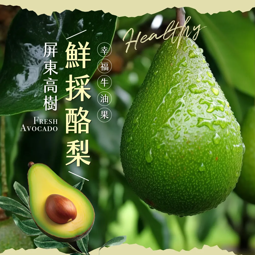 【初品果】屏東高樹鮮採酪梨5斤4-7顆x2盒(幸福牛油果_草生栽培)