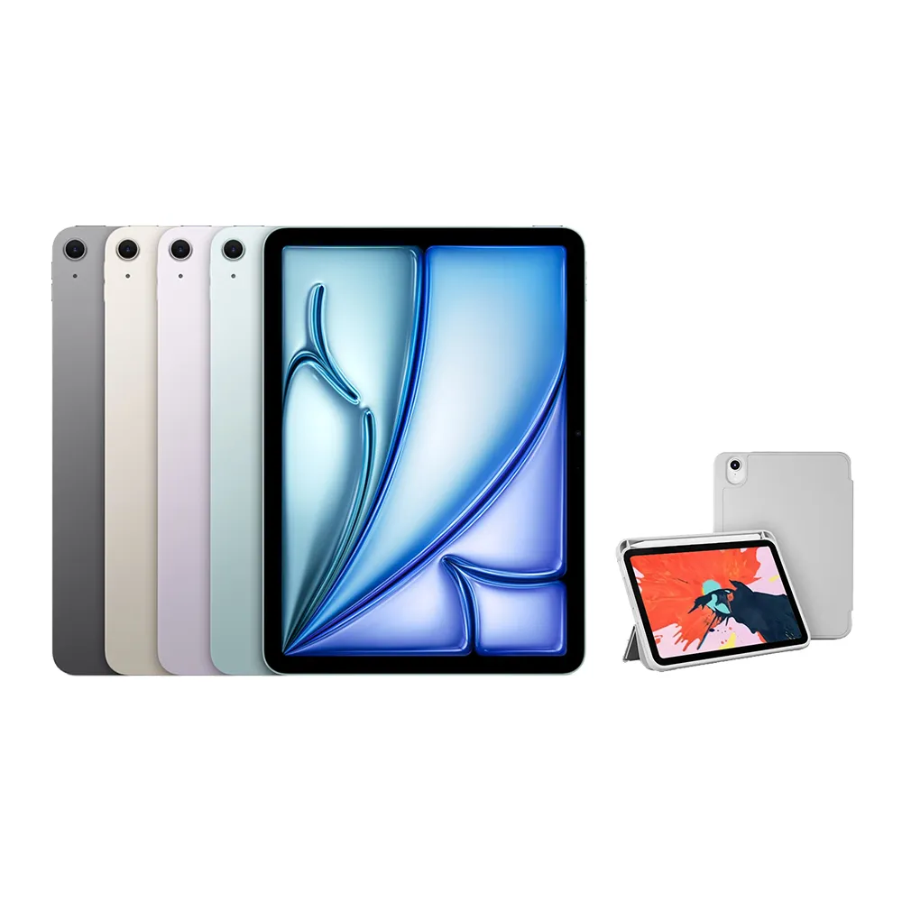 【Apple】2026 iPad Air M4晶片/11吋/WiFi/256G 平板電腦(三折筆槽殼+鋼化保貼組)