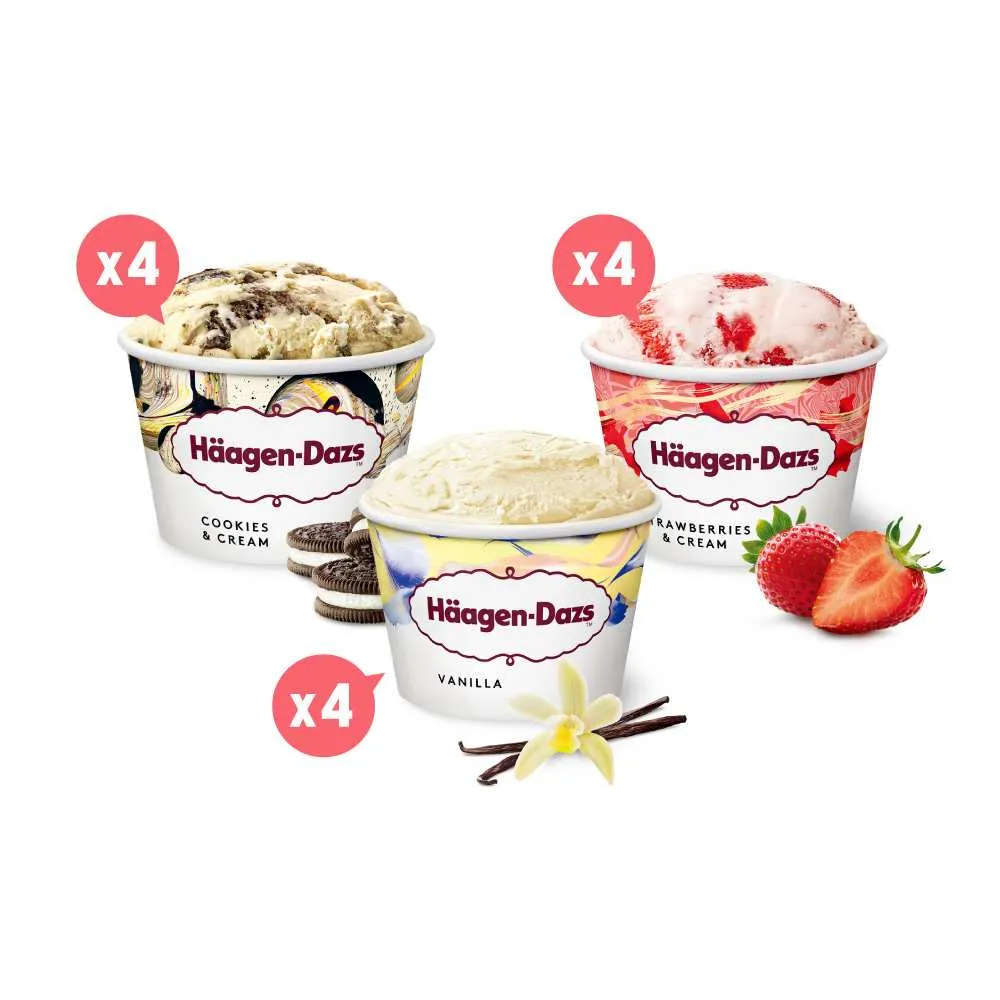 【Haagen-Dazs 哈根達斯】經典三重奏75ml迷你杯12入組