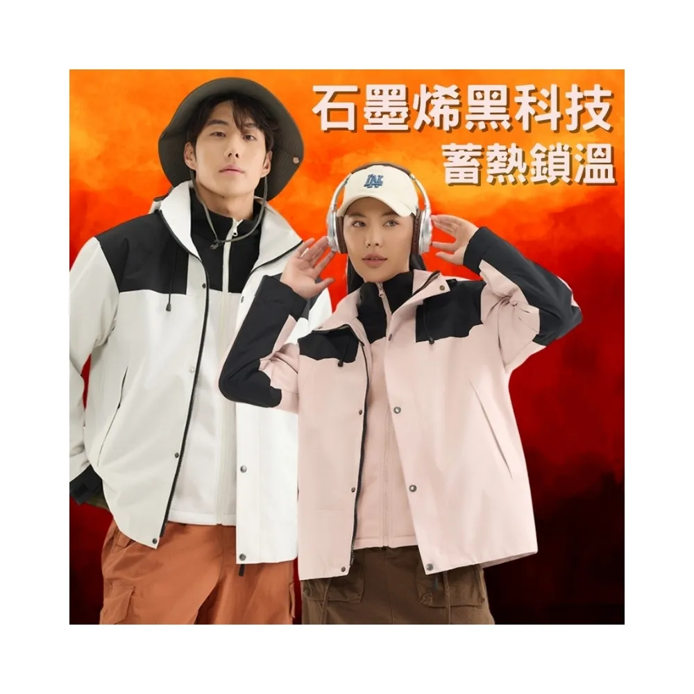 【NVDO】現貨 男女同款-三合一戶外衝鋒石墨烯蓄熱保暖外套(防潑水/兩件式外套/機能/F062/秋冬款)