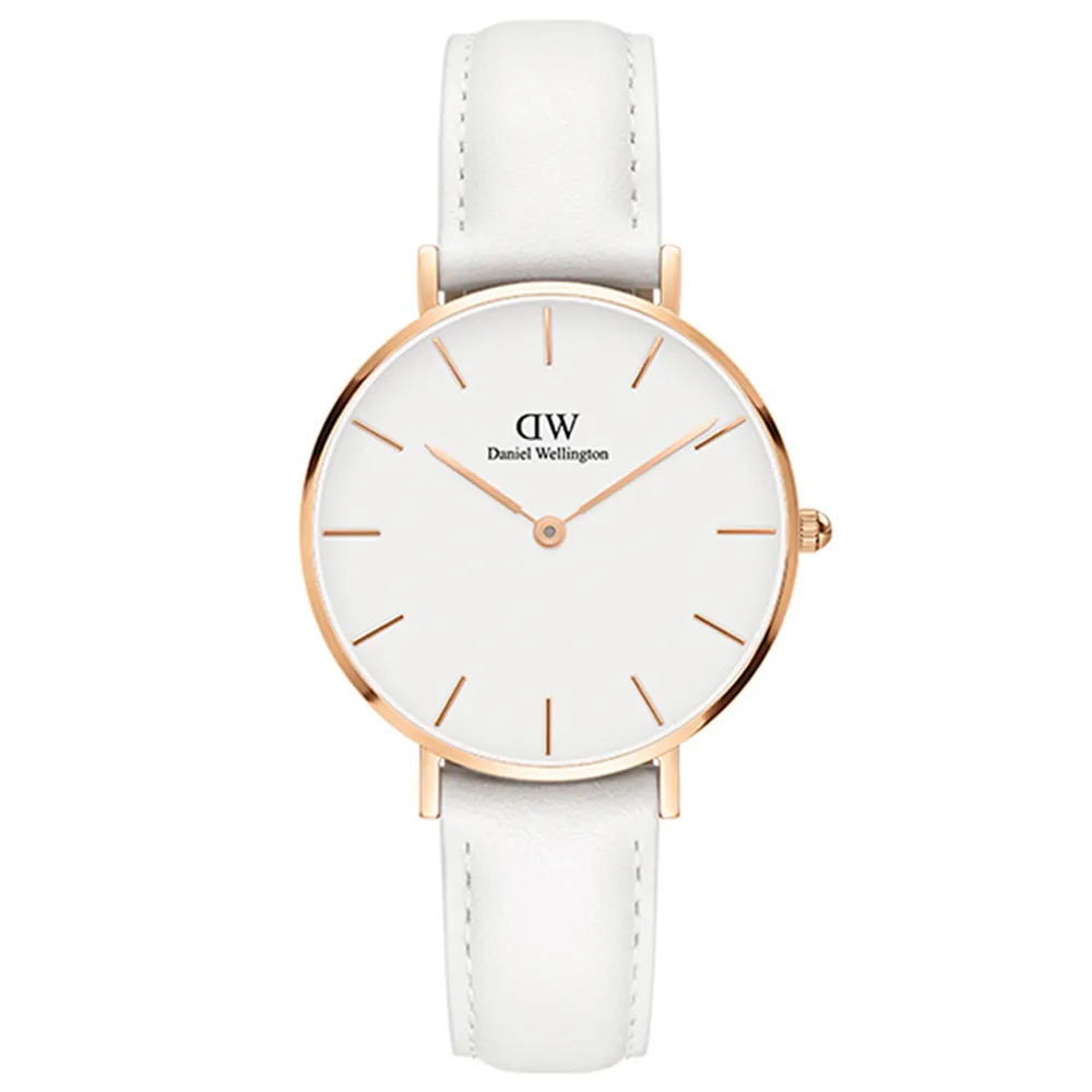 【Daniel Wellington】DW 手錶 Petite Bondi 32mm純真白真皮皮革錶-玫瑰金框(DW00100189)