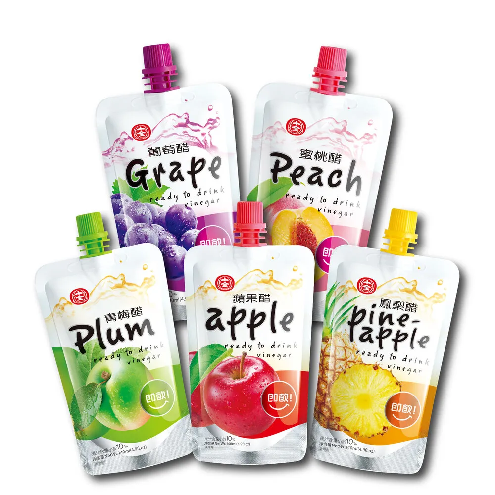 【十全】即飲果醋飲料-青梅/蘋果/葡萄/蜜桃/鳳梨140mlX2箱(共48入)