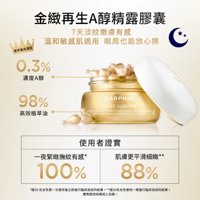 【DARPHIN 朵法】早C晚A點亮肌膚體驗組(金緻再生A醇精露膠囊7顆)