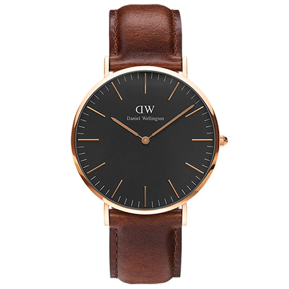 【Daniel Wellington】DW 手錶 Classic 40mm深棕色真皮皮革錶(DW00100125)