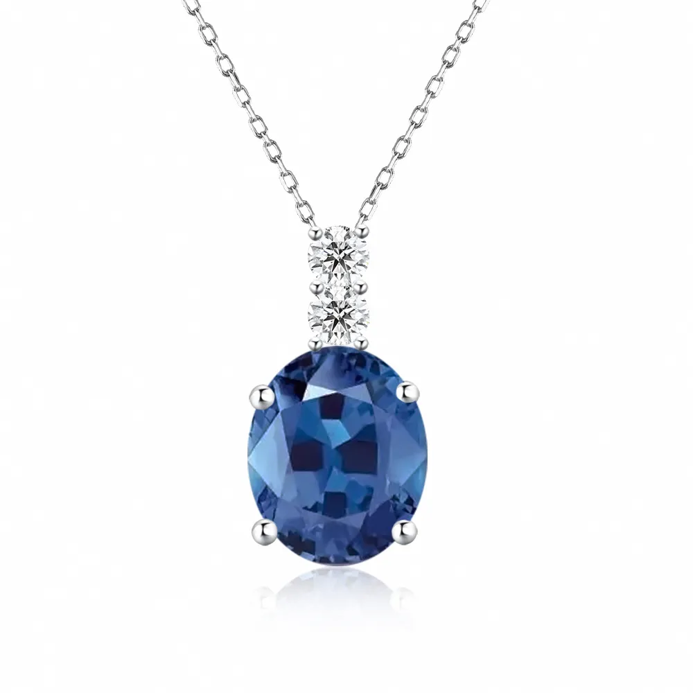 【City Diamond 引雅】『雨露』14K天然藍寶石70分白K金鑽石墜子 項墜 項鍊(璀璨流光系列)