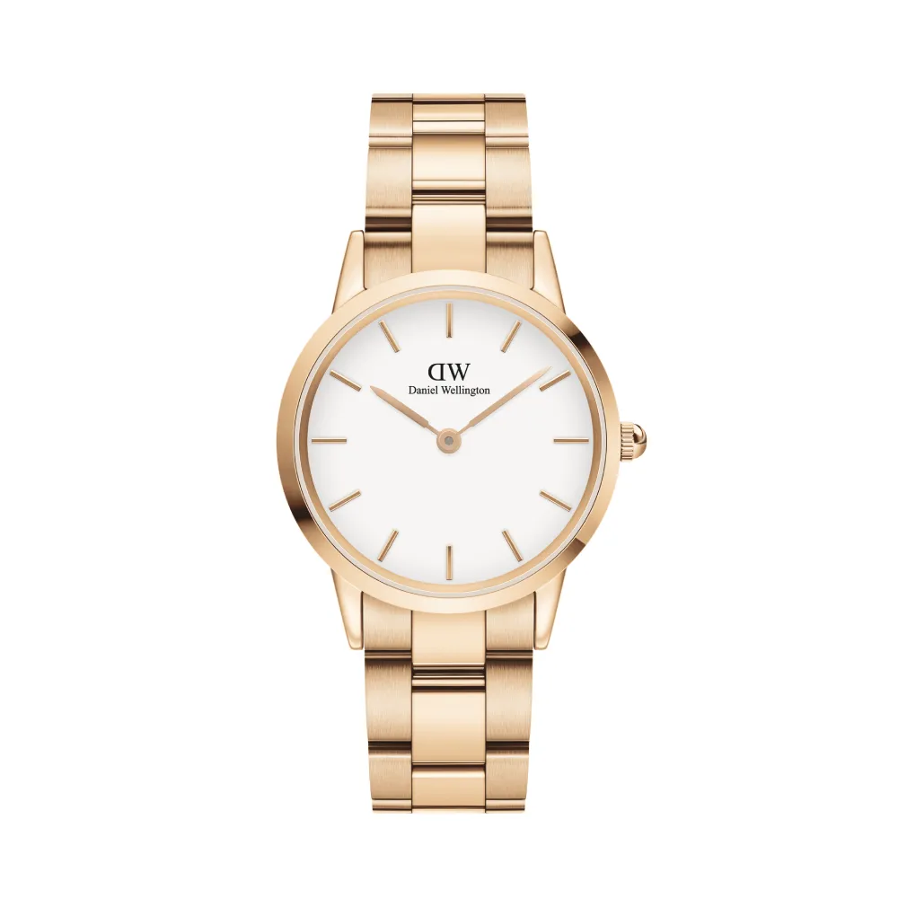 【Daniel Wellington】DW 手錶 Iconic Link 36mm精鋼錶 特調玫瑰金-白錶盤(DW手錶男錶女錶DW00100209)