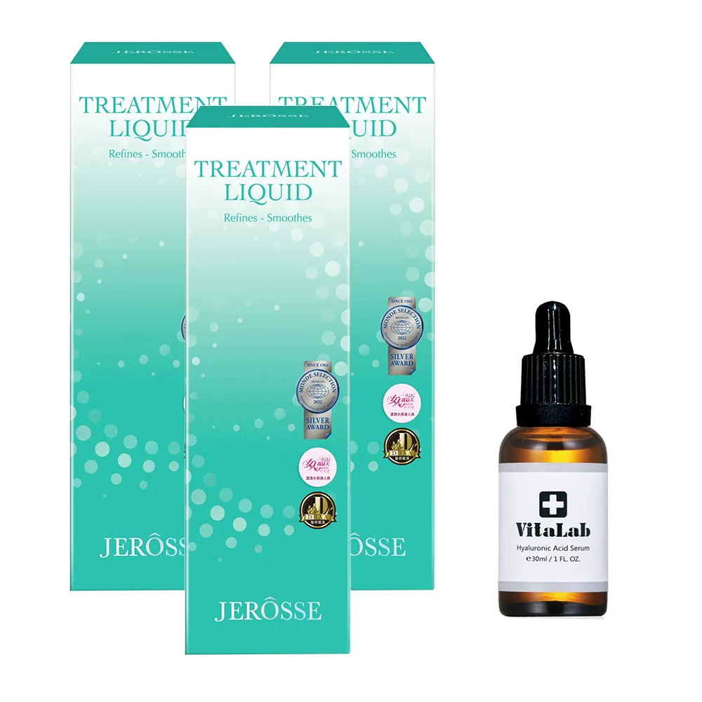 【JEROSSE 婕樂纖】雪聚露雙效導入精華X三入+玻尿酸x1(雙層因子 小分子保濕)