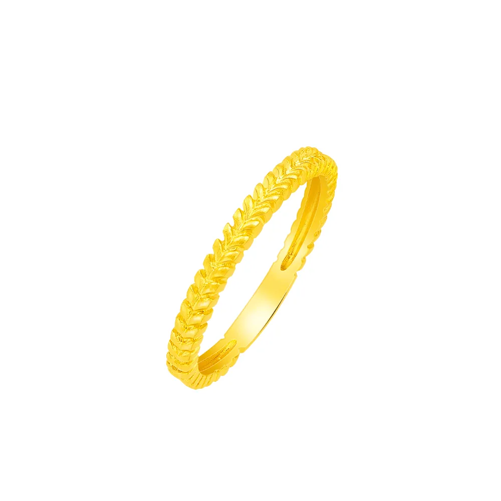 【Just Gold 鎮金店】良緣．穗語-窄 黃金戒指(對戒)