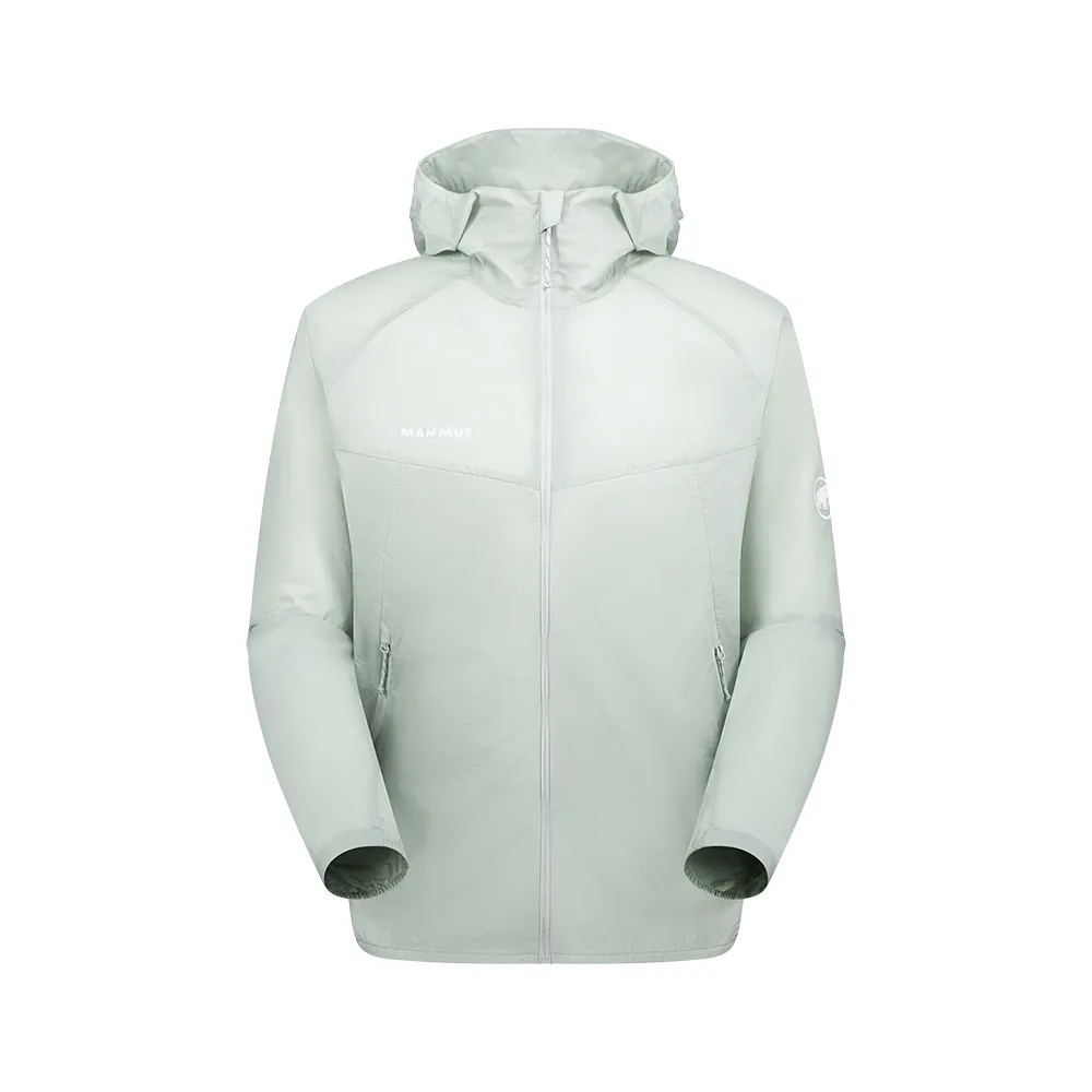 【Mammut 長毛象官方直營】Convey WB Hooded AF 輕量防潑水連帽風衣外套 鼠尾草銀綠 男款 #1012-00530