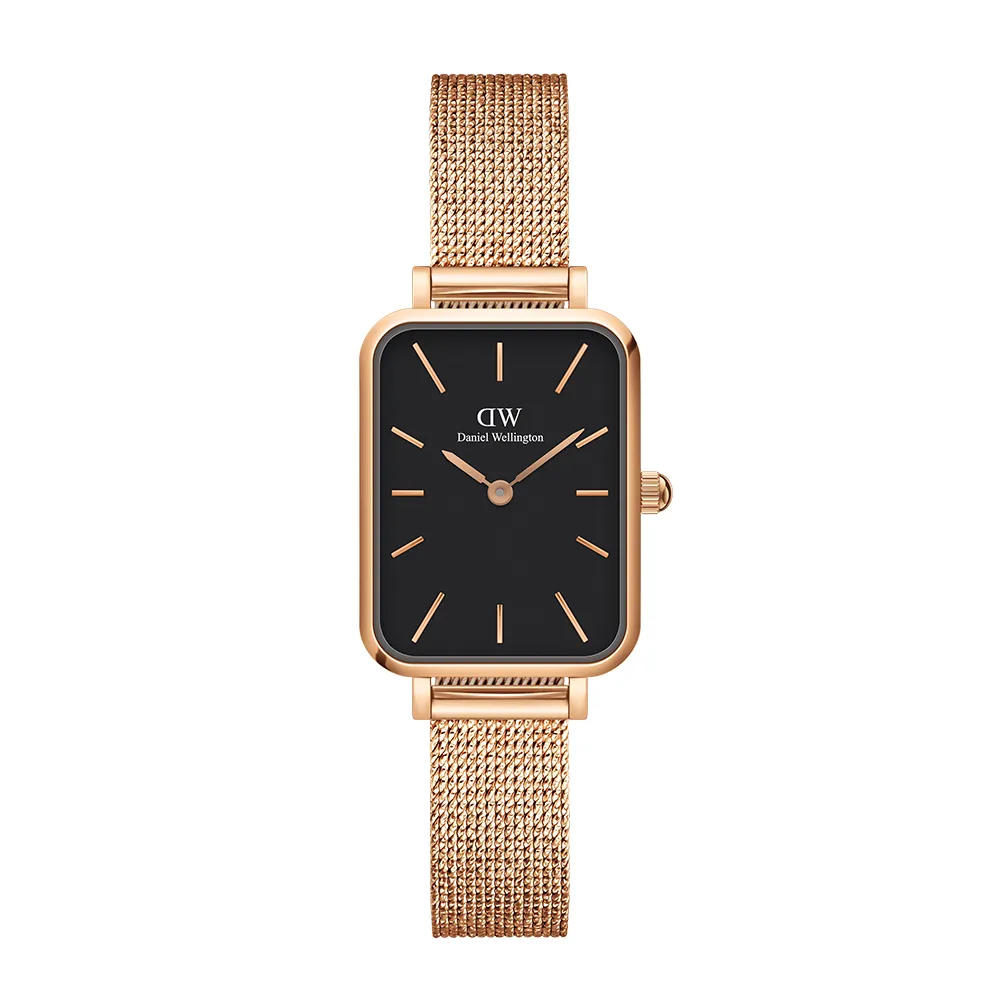 【Daniel Wellington】DW 手錶  Quadro Melrose 20x26mm麥穗式金屬編織小方錶(兩色 DW00100432)