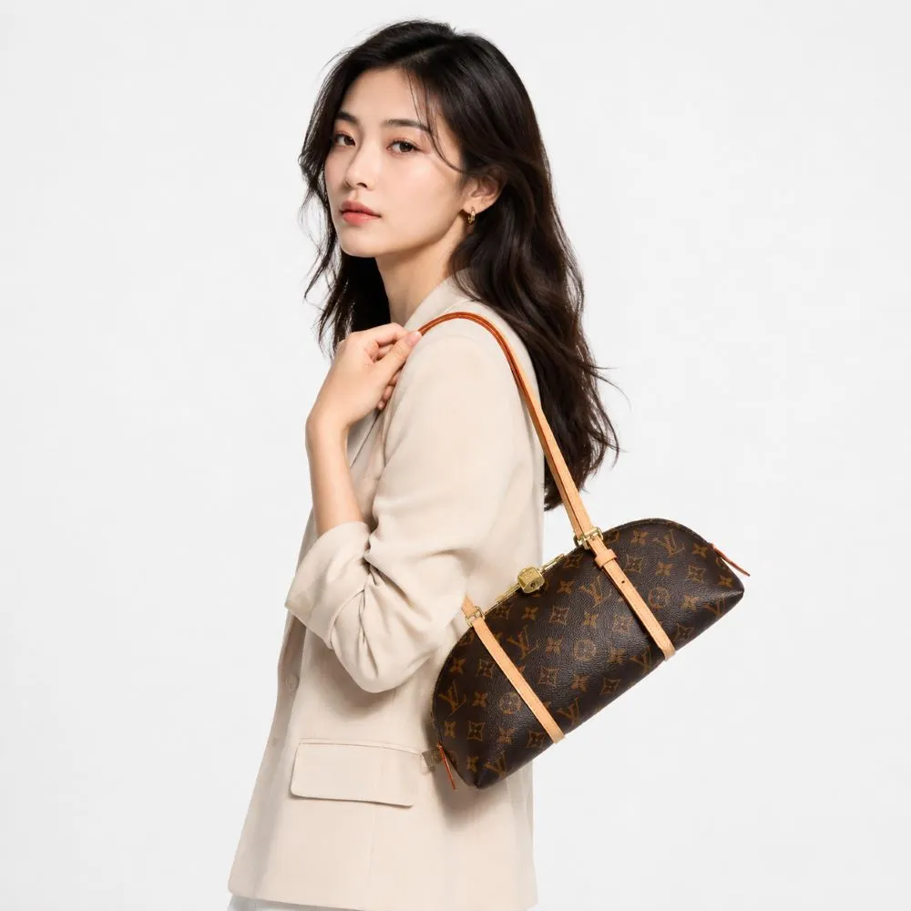 【Louis Vuitton 路易威登】Squire Monogram 棕色長型法棍包/貝殼包(M28953)
