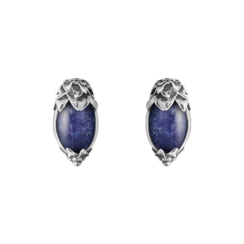 【Georg Jensen 喬治傑生】2026 HERITAGE 夾式耳環(氧化純銀 方鈉石)