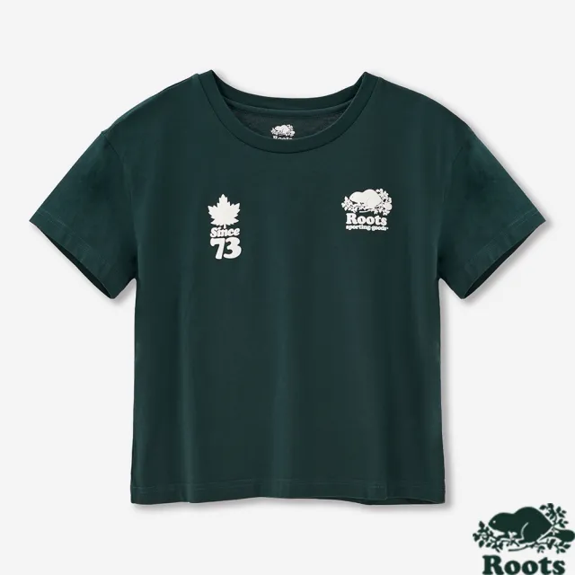 【Roots】女裝-ROOTS SPORTING GOODS 短袖上衣 (深綠色)