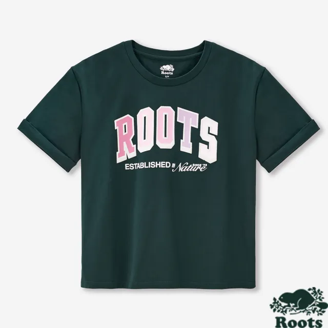 【Roots】女裝-ROOTS NATURE ARCH 短袖上衣 (深綠色)