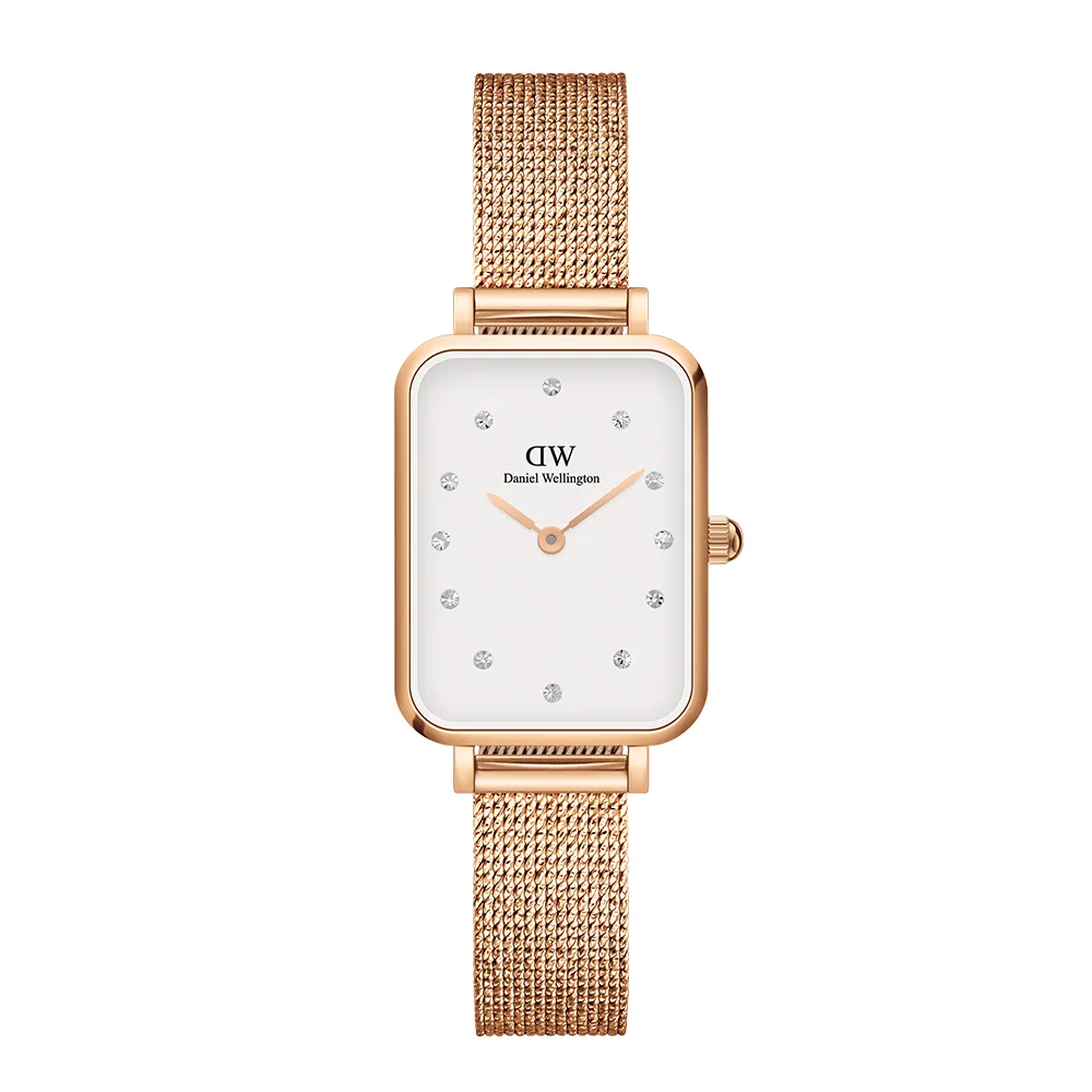 【Daniel Wellington】DW 手錶 Quadro Lumine 20X26-星辰系列水晶麥穗編織方錶-白錶盤(三色 DW00100599)