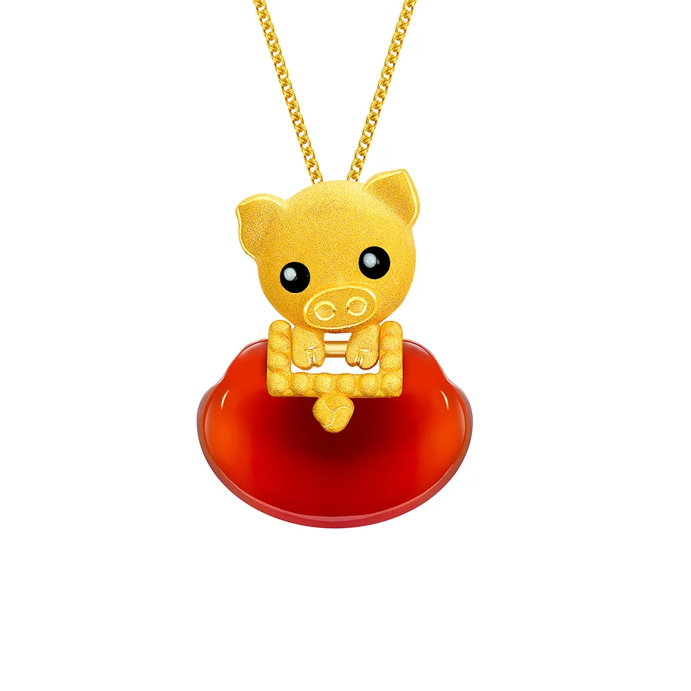 【Just Gold 鎮金店】十二生肖 滿福如意-豬 黃金吊墜(不含鍊)